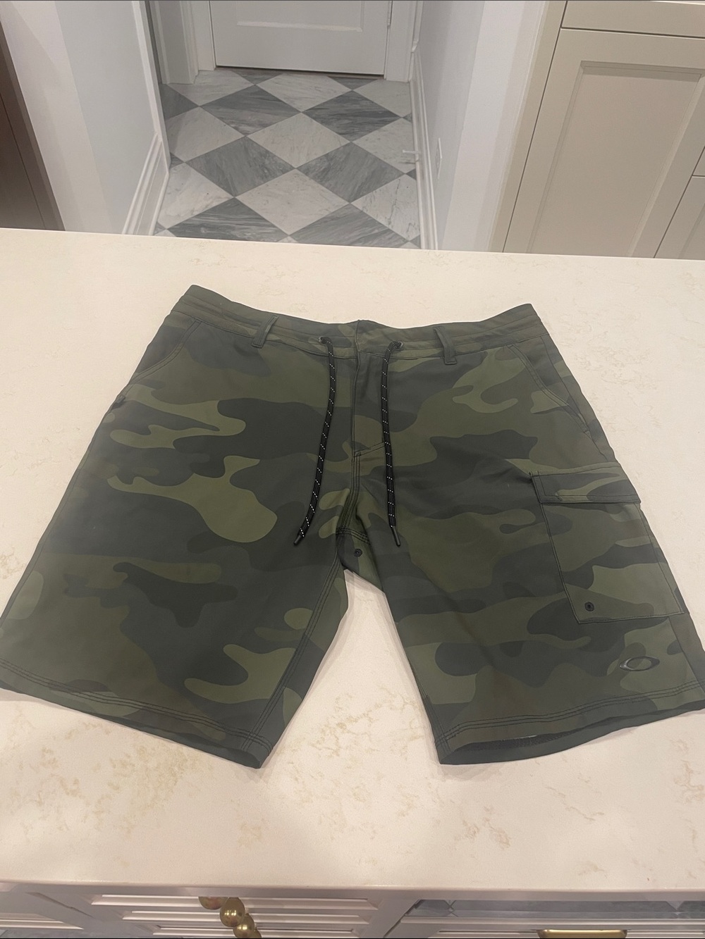Men's Camo Cargo Swim/Board Shorts - Olive Green
